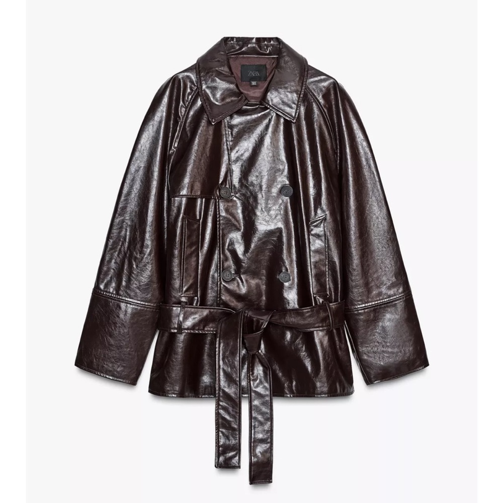 🍷 FAUX LEATHER BELTED JACKET